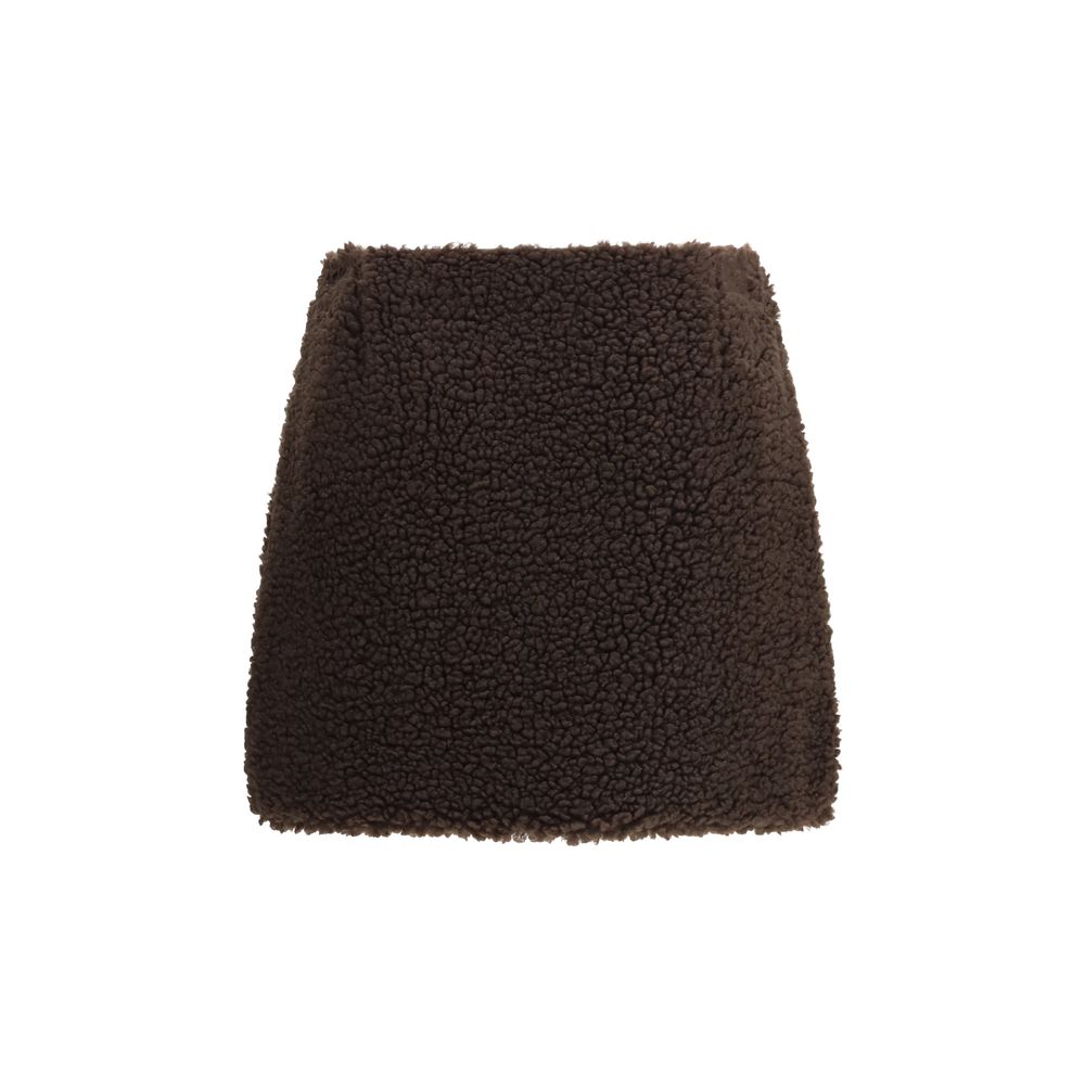 Brown Polyester Mini Skirt