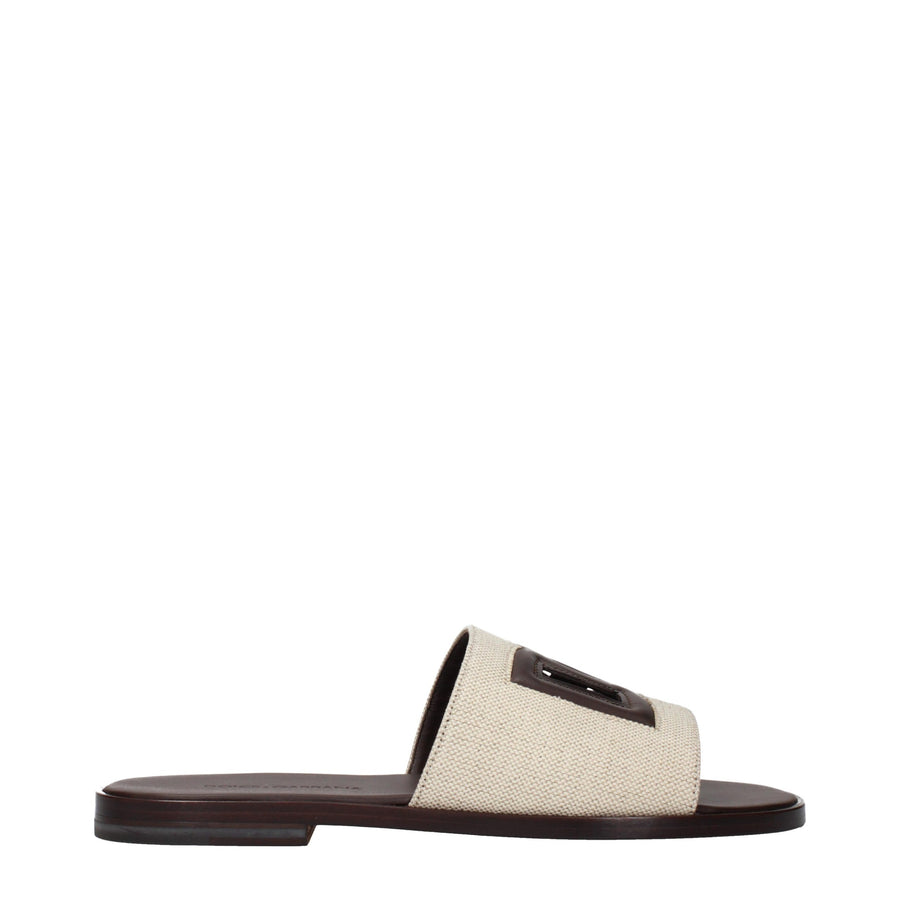 Beige Fabric Slippers