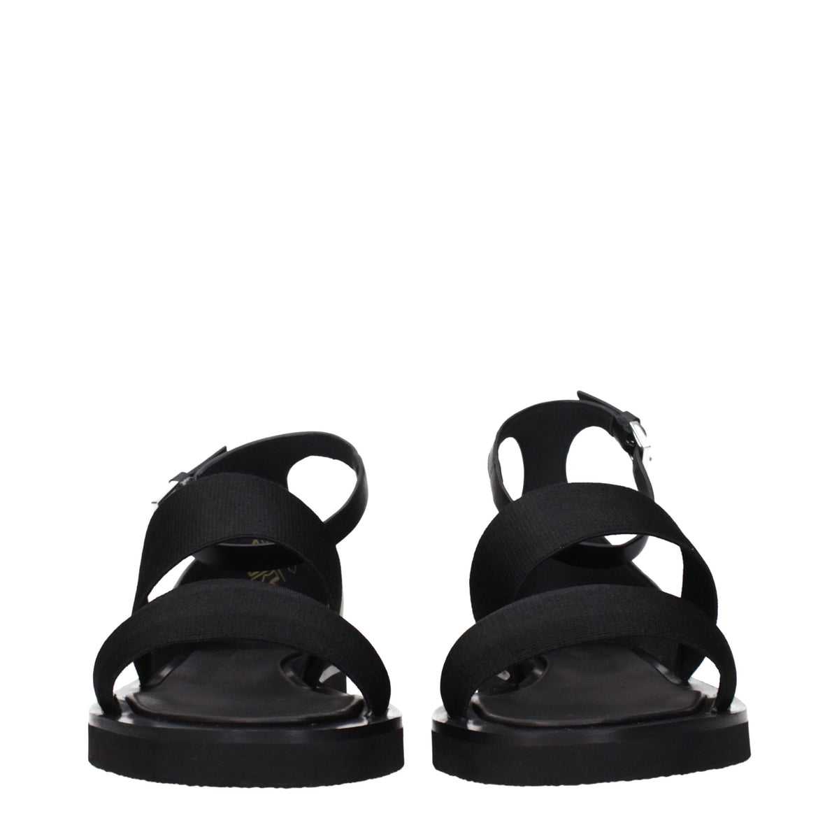 Black Fabric Flat Sandals