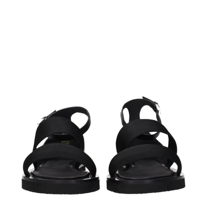 Black Fabric Flat Sandals