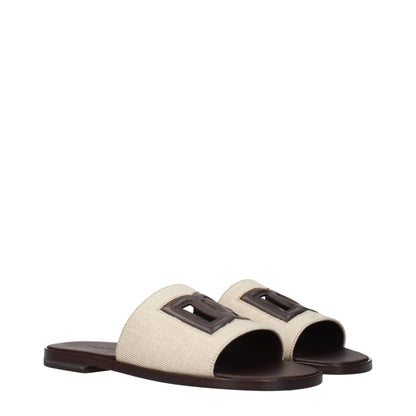 Beige Fabric Slippers