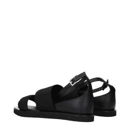 Black Fabric Flat Sandals