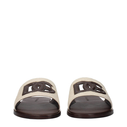 Beige Fabric Slippers