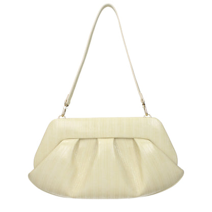 Beige Leather Clutch Bag