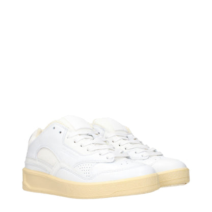 White Leather Low Top Sneakers