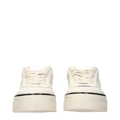 Beige Fabric Platform Sneakers
