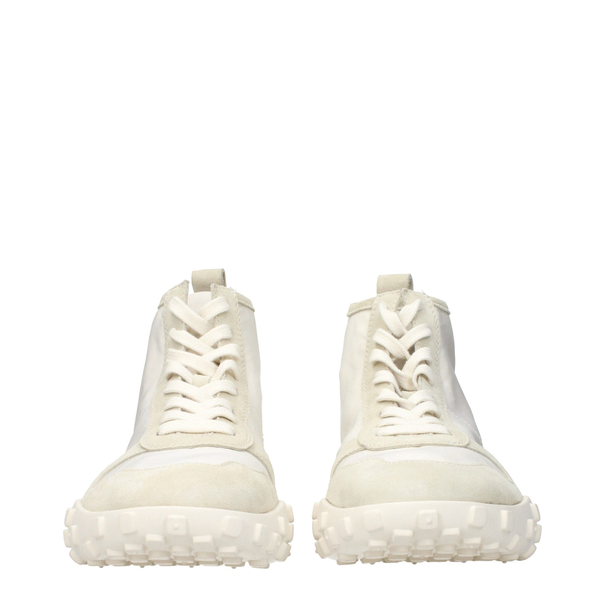 White Fabric High Top Sneakers