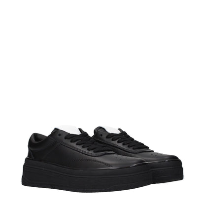 Black Leather Platform Sneakers