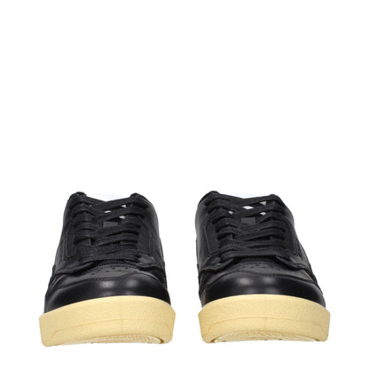 Black Leather Low Top Sneakers