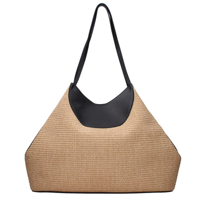 Beige Raffia Shoulder Bag