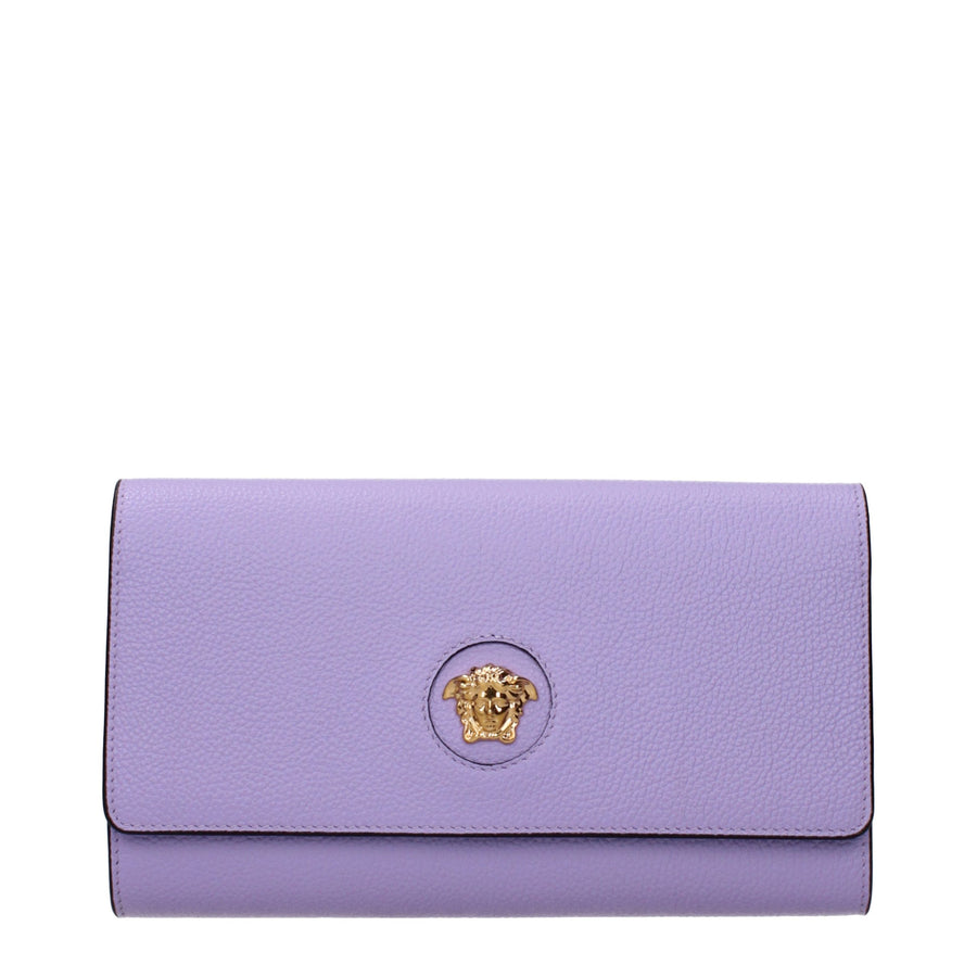 Purple Leather Clutch Bag