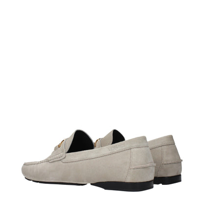 Gray Leather Slip-On Loafers