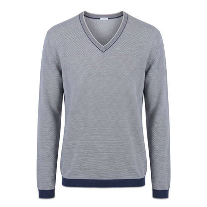Blue Cotton Men Sweater