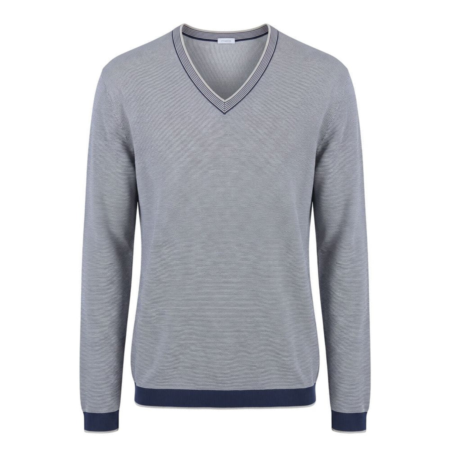 Blue Cotton Men Sweater