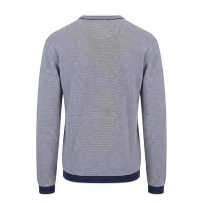 Blue Cotton Men Sweater