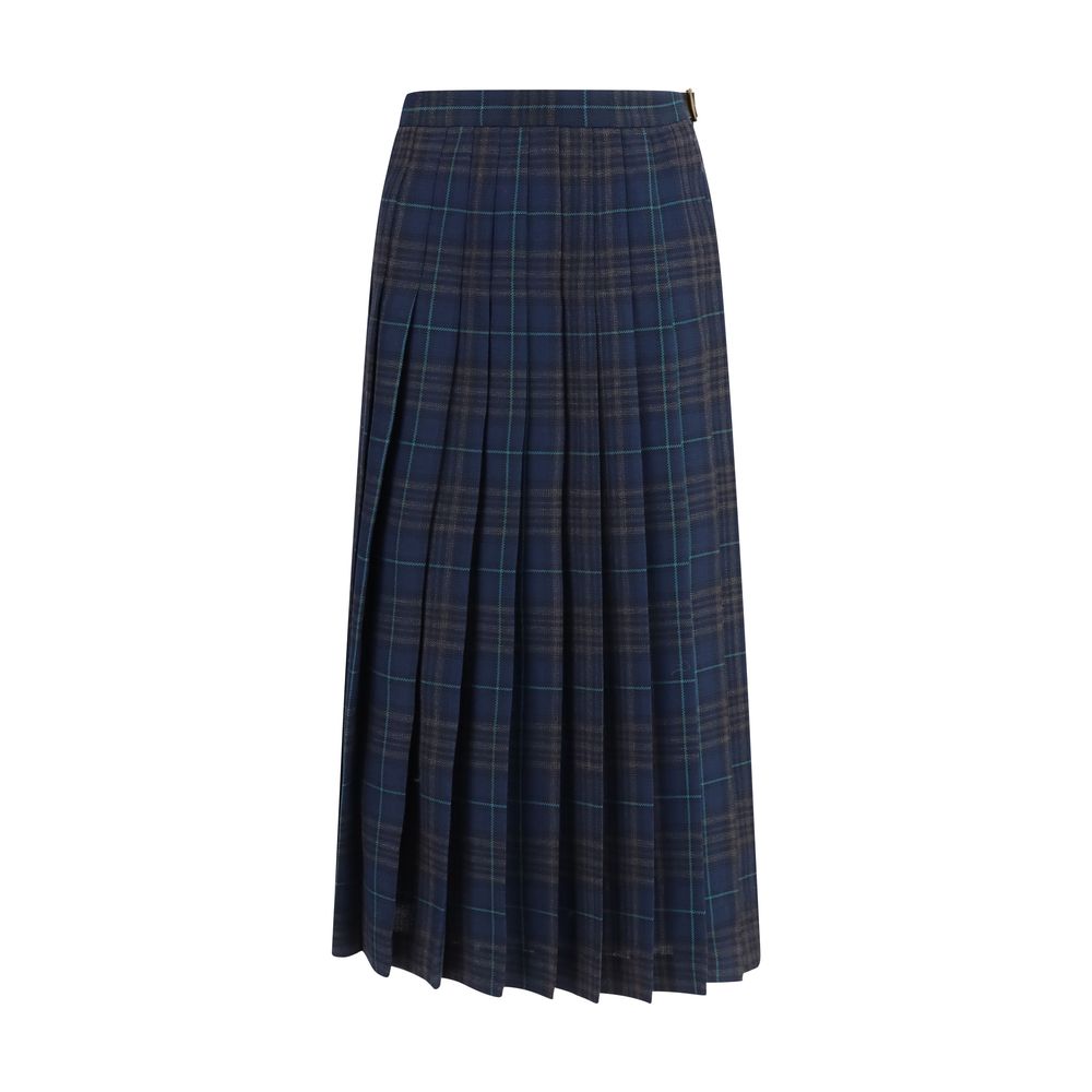 Blue Polyester Long Skirt