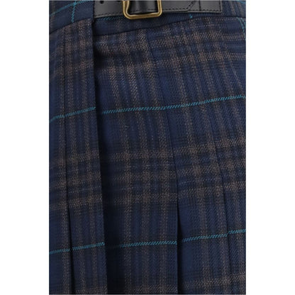 Blue Polyester Long Skirt