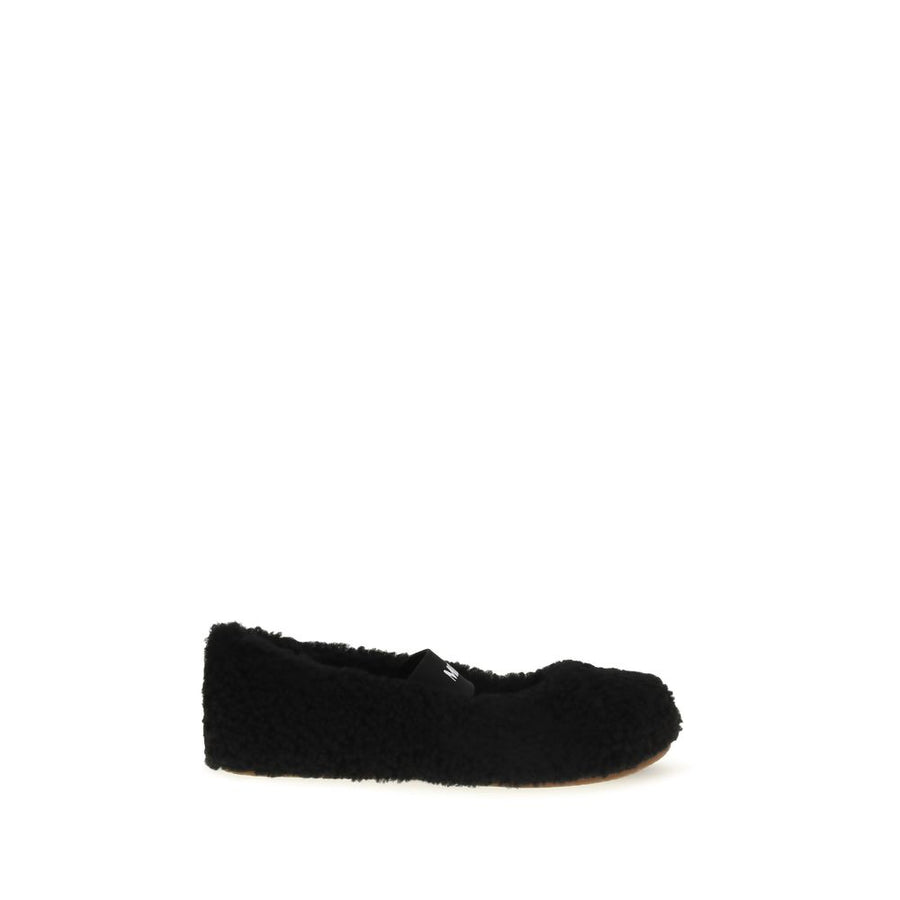 Black Fur Ballet Flats