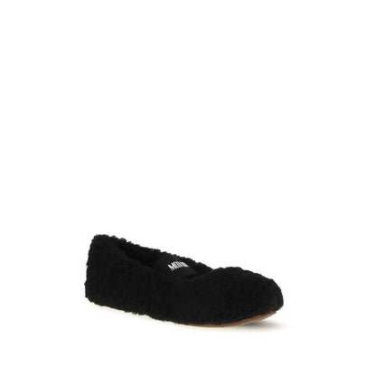 Black Fur Ballet Flats