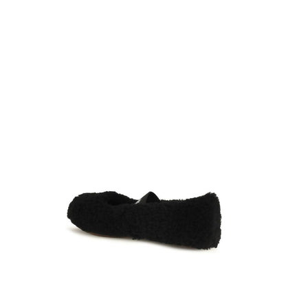 Black Fur Ballet Flats