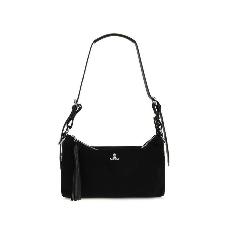 Black Suede Leather Shoulder Bag