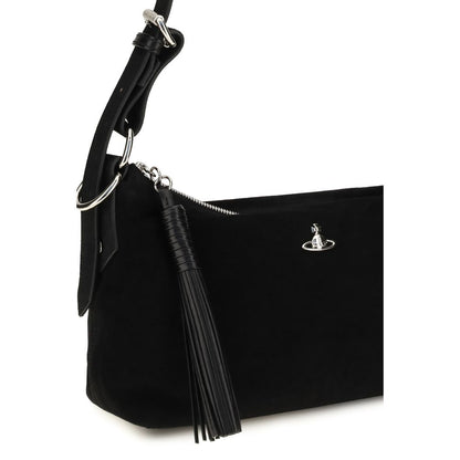 Black Suede Leather Shoulder Bag