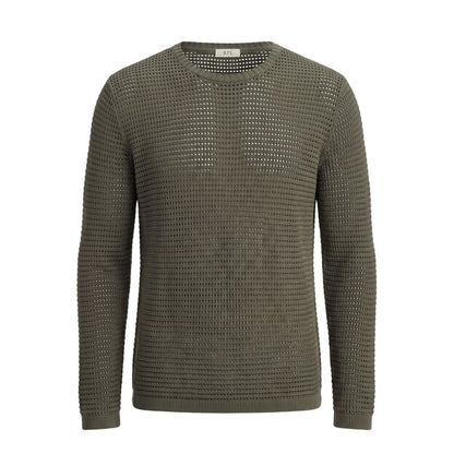Green Cotton Men Sweater
