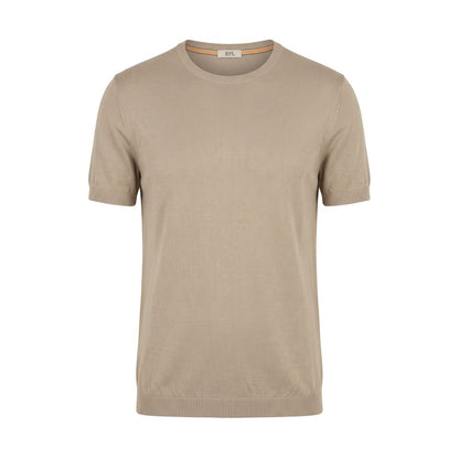 Beige Cotton Men Sweater