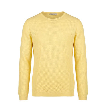 Yellow Cotton Men Sweater