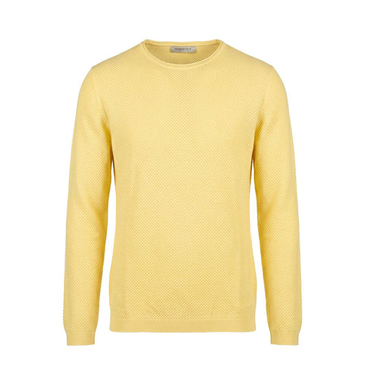Yellow Cotton Men Sweater