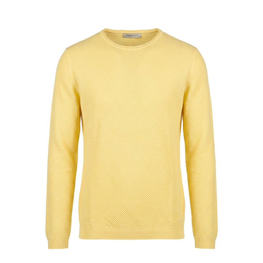 Yellow Cotton Men Sweater