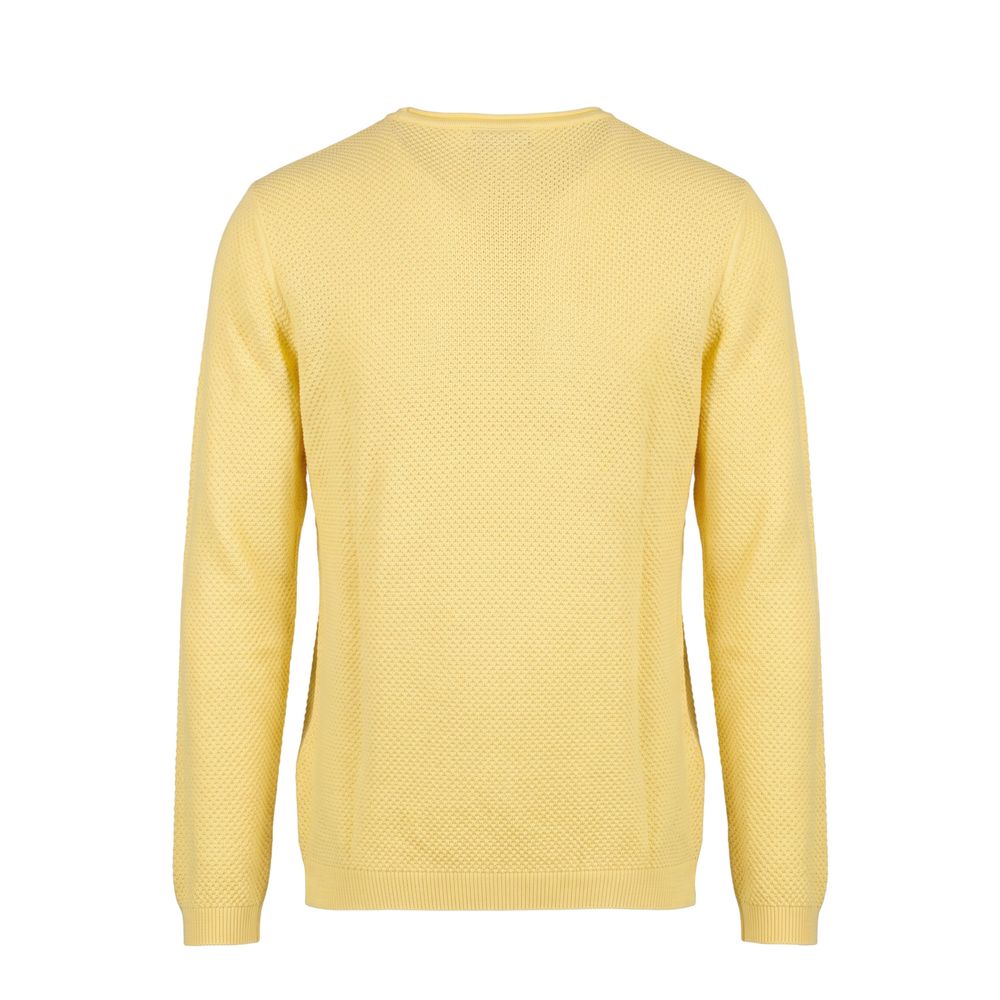 Yellow Cotton Men Sweater