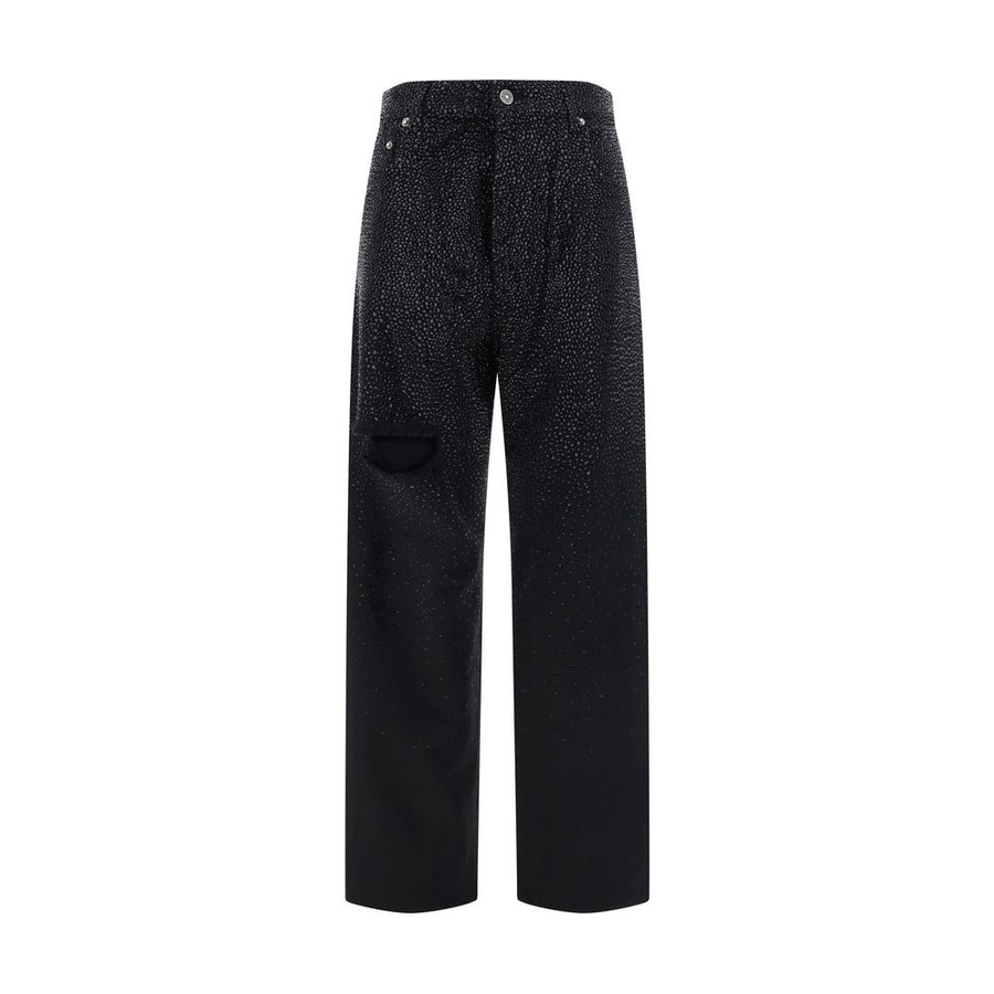 Black Cotton Casual Pants