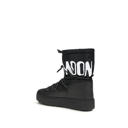 Black Polyamide Lace-Up Boots