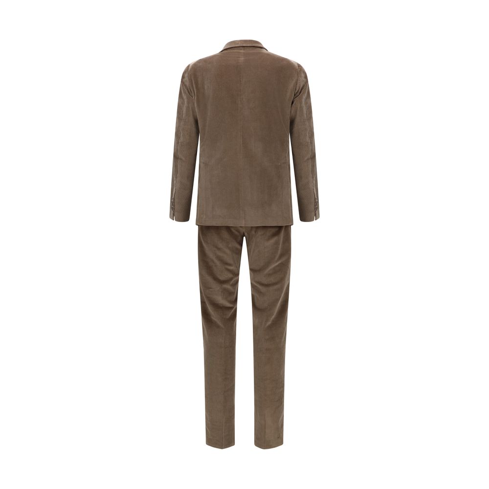 Brown Cotton Two-Piece Suit