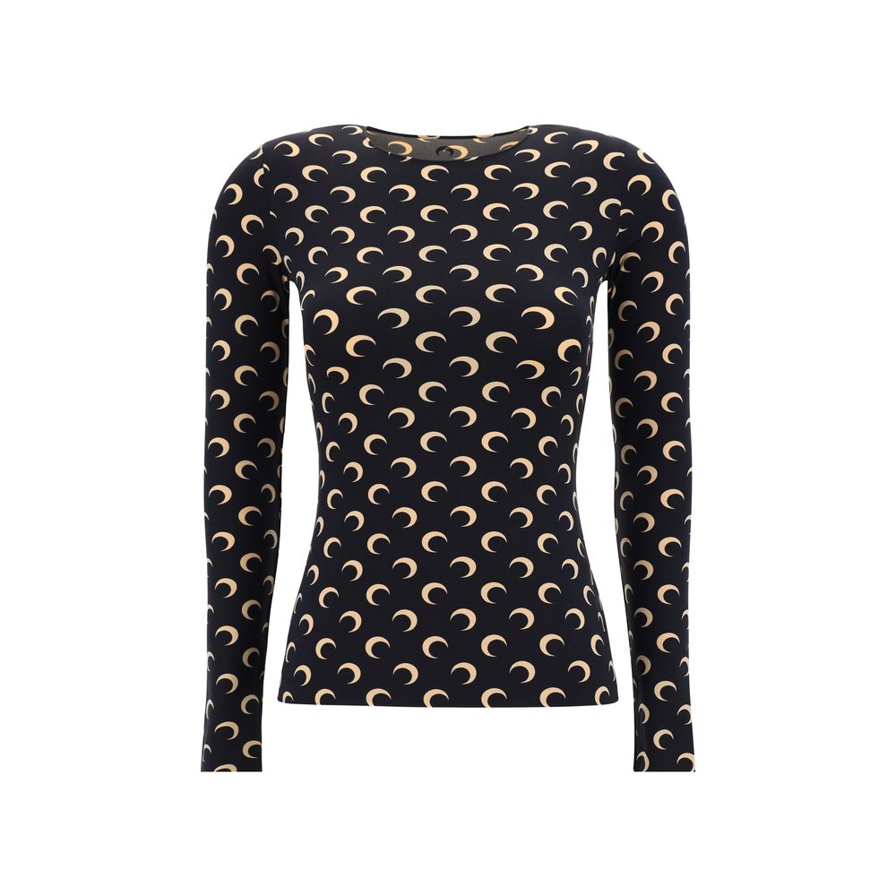 Black Polyamide Long Sleeve T-Shirt