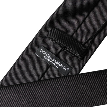 Black Solid 100% Silk Adjustable Men Tied Necktie Tie