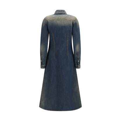 Blue Cotton Casual Dress
