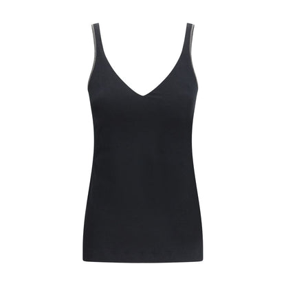 Black Cotton Sleeveles T-Shirt