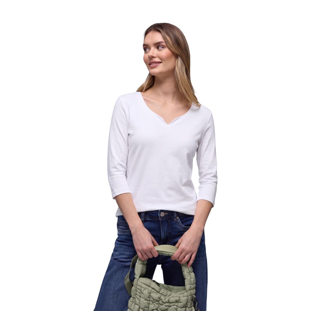 White Cotton Long Sleeve T-Shirt