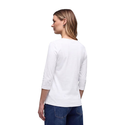White Cotton Long Sleeve T-Shirt