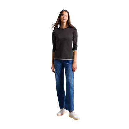 Brown Cotton Long Sleeve T-Shirt