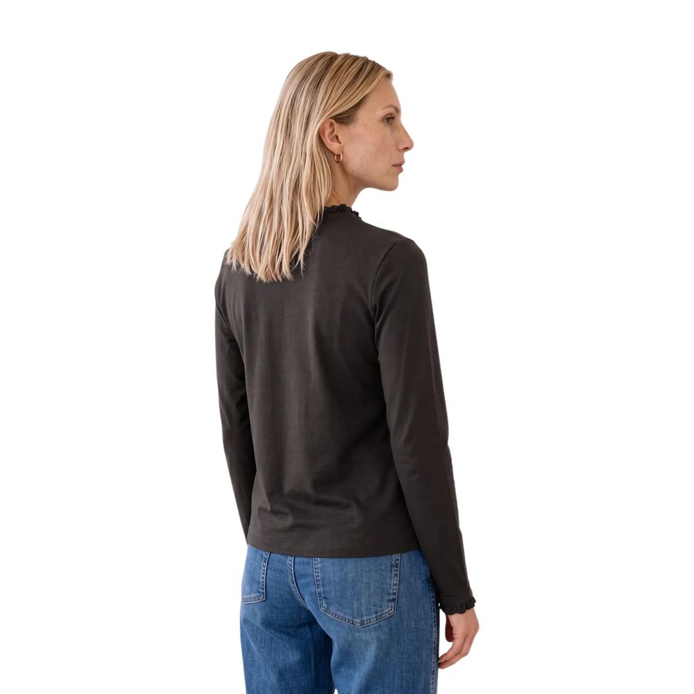 Brown Cotton Long Sleeve T-Shirt