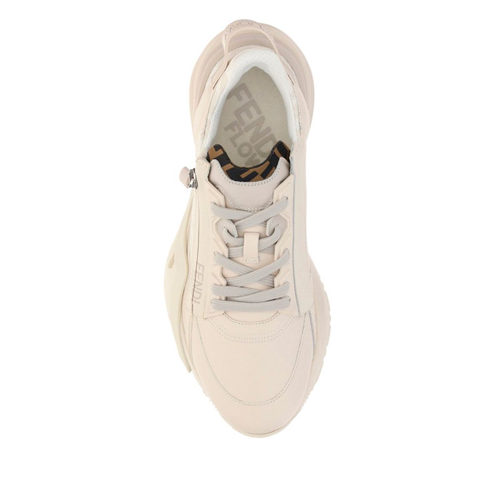 Beige Calf Leather Bos Taurus Athletic Sneakers