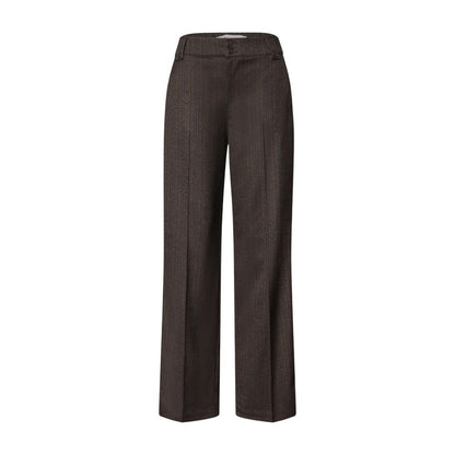 Brown Polyester Casual Pants
