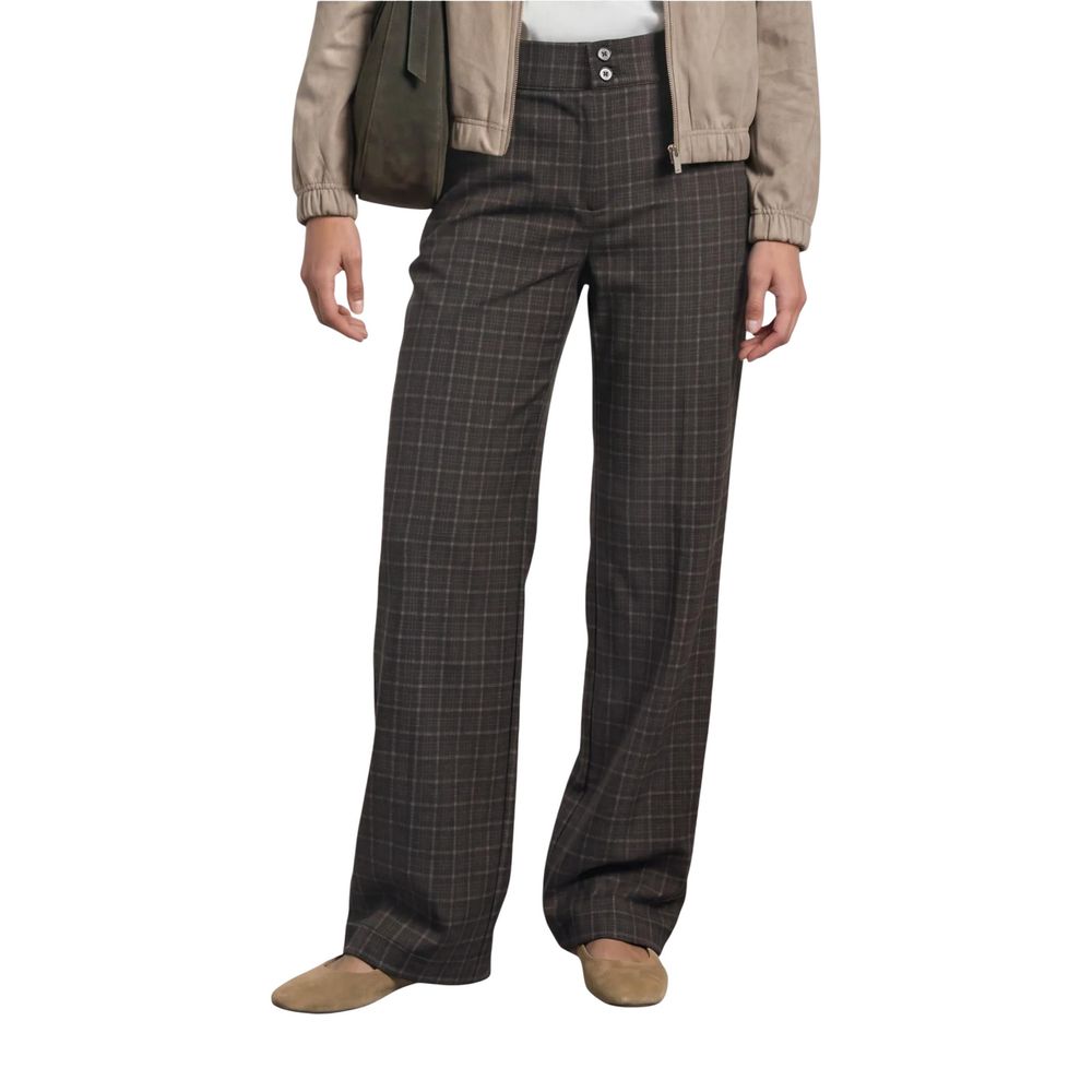 Brown Polyester Casual Pants