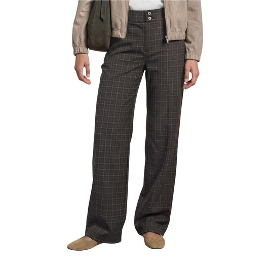 Brown Polyester Casual Pants