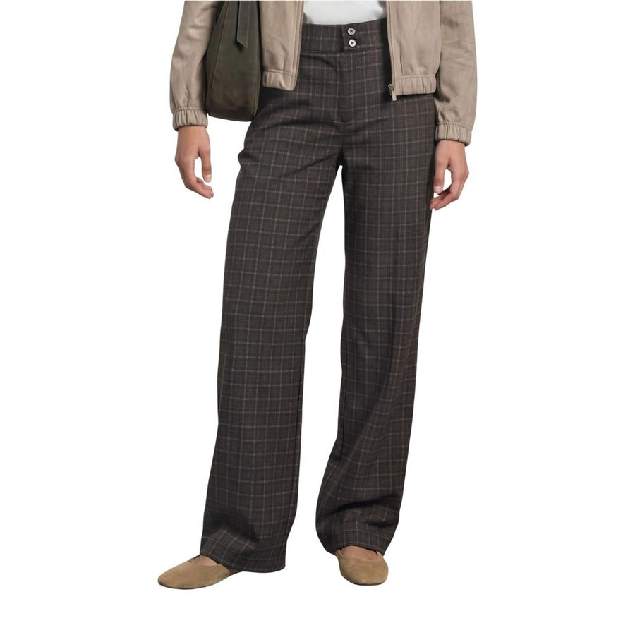 Brown Polyester Casual Pants