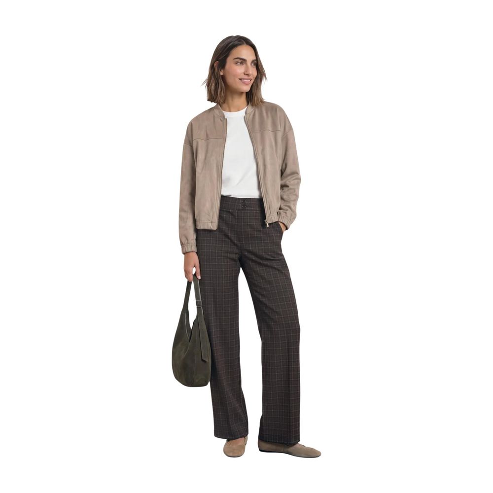 Brown Polyester Casual Pants