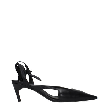 Black Leather High Heel Pumps